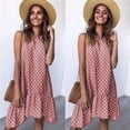 thumbnail image 2 of Femmes Robe Sans Manches Veste à Pois Robe Ronde Robe d'Été Robe à Volants Robe en Vrac, Rose, L, 2 of 6
