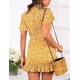 thumbnail image 4 of Vestido estampado de manga corta de verano para mujer Vestidos cortos casuales con cuello en V Fokelyi WRMH-1447-1, 4 of 6