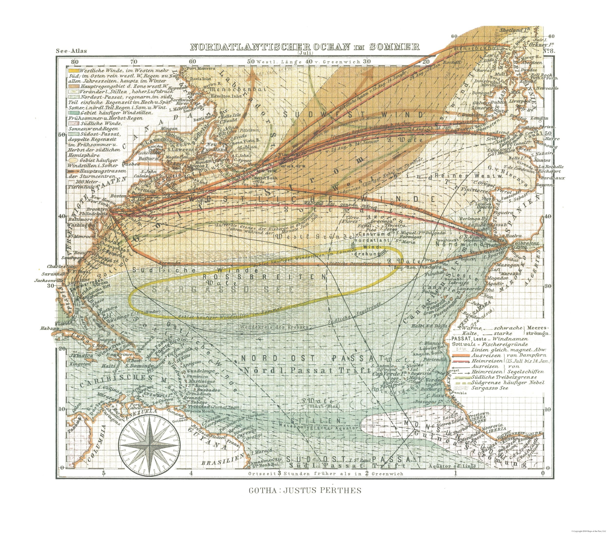 North Atlantic Ocean in Summer - Perthes 1914 - 26.17 x 23 - Walmart.com - Walmart.com
