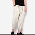 thumbnail image 5 of Mens Work Pants Lantern Pants Linen Pants Fashionable Harlen Pants Leggings Regular Straight Pant Khaki 2XL, 5 of 6