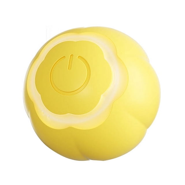 Pelota de juguete inteligente para gatos, interactiva, resistente a las mordeduras, alivia el aburrimiento, bola rodante móvil automática para gatos y gatitos, color amarillo