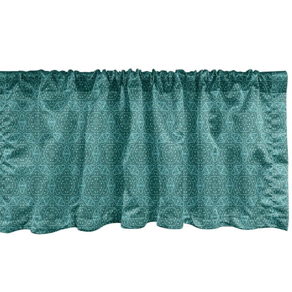Ambesonne Oriental Window Valance, Ornate Art Nouveau Details, 54" X 18", Petrol Blue Turquoise