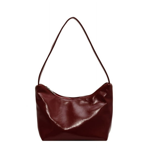 Mini Bolsos Mano para Mujer Bolso Informal Color Sólido A La (rojo Vino)