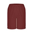 thumbnail image 5 of Tumotour Sport Shorts For Women Casual Solid Elastic Waist Straight Leg Pants With Pockets Side Slit Buttons Five Quarter Pants Linen Short, 5 of 6