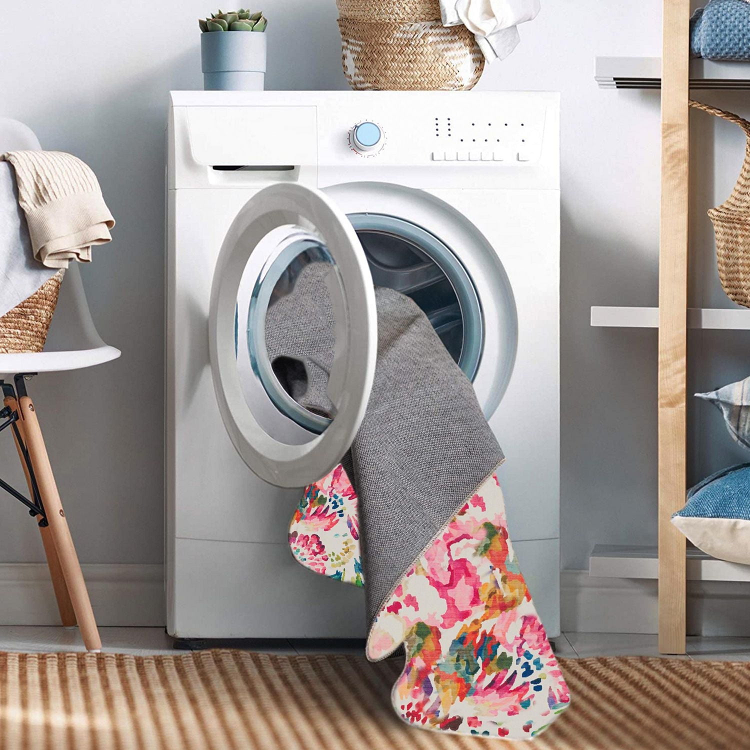 Tapis d'appoint lavable Julian 3 pi x 5 pi framboise et ivoire