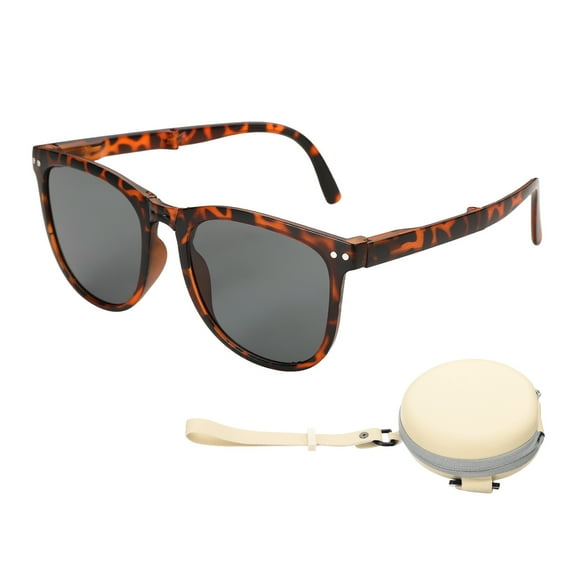 Sunglasses for Women Men, PC Folding Model with Original Box, Coffee Black