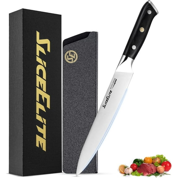Slice Series 8-Inch Carving Knife - High Carbon German Steel Blade with Ergonomic Pakkawood Handle and Durable Polymer Sheath (Carving Knife)