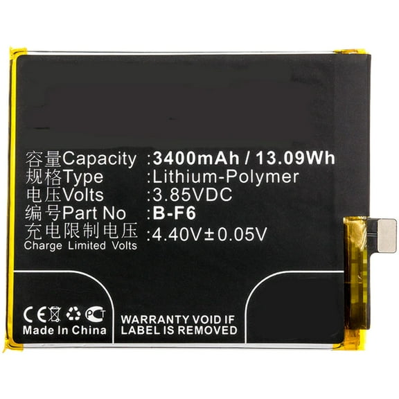 Batteries N Accessories BNA-WB-P8238 Cell Phone Battery - Li-Pol, 3.85V, 3400mAh, Ultra High Capacity Battery - Replacement for BBK B-F6 Battery