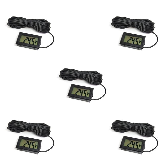 Methold Termómetro digital con sonda temperatura humedad LCD impermeable 5V 12V bebé baño incubadora indicador para interior negro Type2 NO2