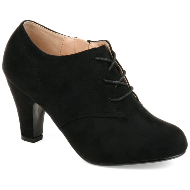 black lace up high heel booties