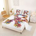 thumbnail image 2 of jejeloiu Monogram R Flower Bed Sheets For Girls,Aesthetic Botanical Art King Sheets,4 Pieces, 2 of 6
