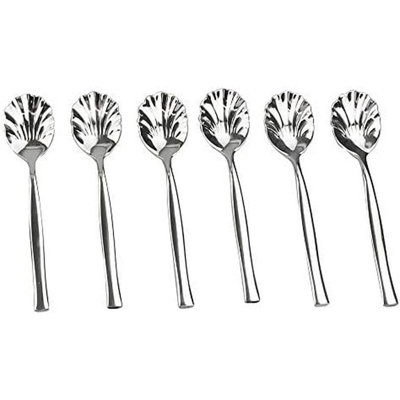 12-Piece Stainless Steel Shell Shape Sugar Spoon