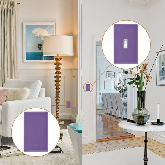 New Flame-Retardant Switch Plate Cover，DIY Wall Plate Decor with Screws，Purple