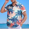 thumbnail image 4 of Mens Manga Corta Botón Abajo Camisas Casual Suelto Impreso Cardigan Girar Cuello Blusa, Transpirable para el Entrenamiento, 4 of 6