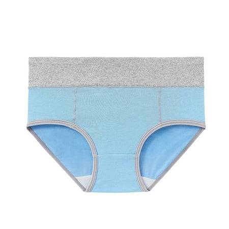 Kopltyrfg Womens Underwear Cotton Seamless Panties Soft Breathable Postpartum Briefs Plus Size High Waist Thongs Light Blue M