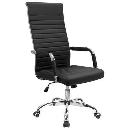 Walnew Ribbed Office Desk Chair High Back Leather Executive Conference Task Chair Adjustable Swivel Chair with Arms