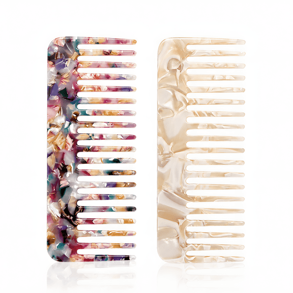 OPALESQUE 2 Pcs Mini Comb Wide Tooth Detangling Comb Wet Hair Comb Tortoise Shell Comb Anti-Static Pocket Size Comb Small Wide Tooth Combs for Women Curly Wavy Long Hair Care Wet and Dry