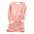 thumbnail image 3 of Jinhomg Womens Loose Sherpa Sweatshirts Casual Letter Print Crewneck Pullover Tops Fall Winter Plus Size Warm Comfy Fleece Lined Pullovers Daily Wear Pink L, 3 of 4