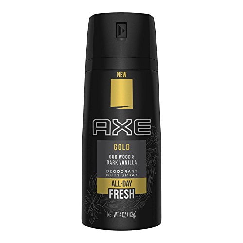 Axe Gold Oud Wood & Vanilla Scent Fresh Deodorant Body Spray, 4 oz, 3 Pack