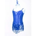 thumbnail image 3 of Yeahdor Girls Sequins Tassel Hem Latin Dance Dress Jazz Rumba Salsa Leotard Dancewear,Sizes 6-14, 3 of 7