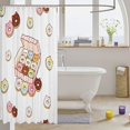 thumbnail image 3 of Manfei Cartoon Cat Donut Shower Curtain 72Wx78L, Cute Cake Bath Curtain, White Pink, 3 of 5