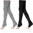 thumbnail image 1 of 2 pares de calentadores de piernas de punto de cable para mujer, calcetines largos por encima de la rodilla para invierno, 1 of 1