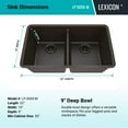 thumbnail image 5 of 32" x 19" Quartz Kitchen Sink, Double Bowl Sink, Drop-in Sink, Undermount Sink, Granite Kitchen Sink, Galaxy Mocha Kitchen Sink, with Grids, Basket Strainer and Flange Lexicon Platinum LP-5050-M, 5 of 7