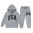 thumbnail image 3 of lnmuld Winter Outfits 2 Piece Stylish Kids Long Sleeve Letter Print Hoodie and Pants Outfit Set for Girls Comfortable Casual Wear Solid Color Size:6-7 Years, 3 of 6