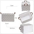 thumbnail image 5 of Sea Team Moroccan Quatrefoil Pattern Canvas Fabric Storage Basket Collapsible Geometric Design Storage Bin with Drawstring Cover and PU Leather Handles, 16.5 by 11.8 inches, Grey, 5 of 6