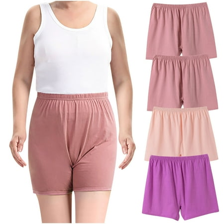 uublik Value 4-Pack  Womens Boy Shorts Panties Seamless Boxer Briefs Full Coverage Soft Stretch Boxer Shorts Cotton Boyshort Underwear for Women Pink