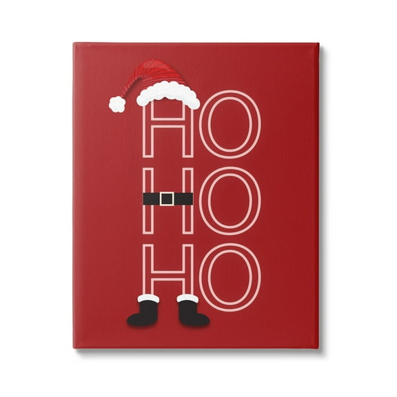 Ho-Ho-Ho Clever Red Santa Claus Outfit Typography Inspirational Graphic Art Gallery-Wrapped Canvas Print Wall Art
