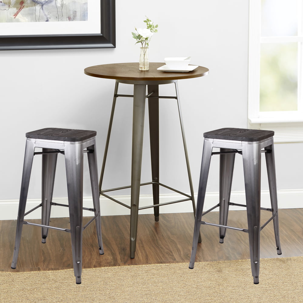 GIA 30-Inch Backless Bar Height Stool with Metal Seat Gunmetal 1-Pack 
