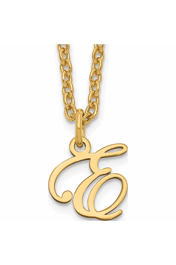 Ss/Gold Plated Sterling Silver Gold-Plated Letter E Initial Necklace Made In United States -Jewelry By Sweet Pea