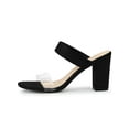 thumbnail image 7 of BLISSFUL STEP Women's Dual Clear Strap Block Heels Mules Slides Sandals Black 10, 7 of 7