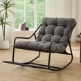 thumbnail image 3 of S-HOME Modern High-Density Thick Cushion Rocking Chair, Steel Frame , for Bedrooms and Reading Rooms, Grey, 3 of 14