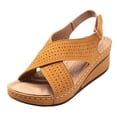 thumbnail image 2 of IUJSOY Womens Comfort Arch Support Sandals Open Toe Hollow out Orthotic Walking Low Wedge Slides, 2 of 9