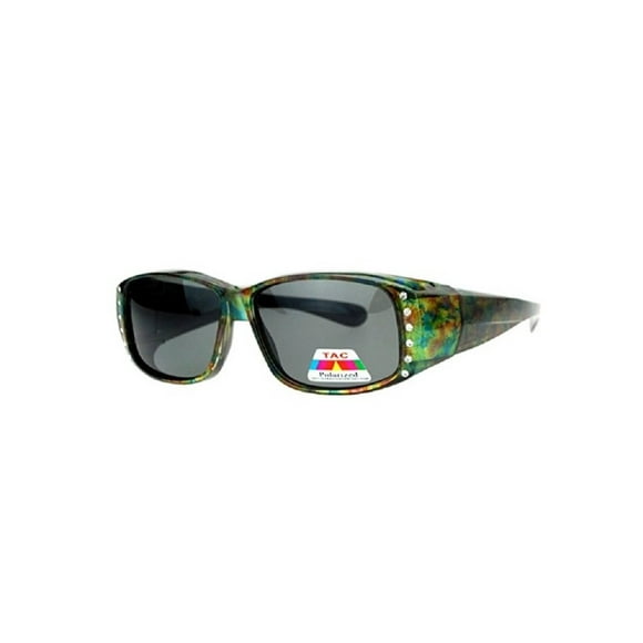 Lunettes de Soleil Polarisées avec Strass - Fleur Verte