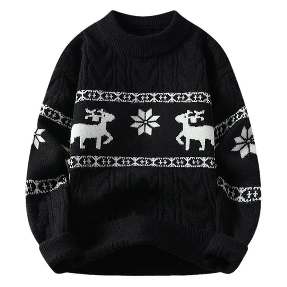 FYDUU Mens Christmas Sweater Autumn Winter Casual Sweater Knitted Pullover Xmas Holiday Long Sleeve Sweaters Men's Crewneck Sweater Fashion Golf Sweaters