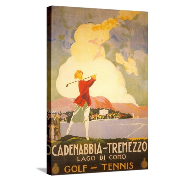 Art.com Golfing on Lake Como Stretched Canvas Print Wall Art, 16" x 24"