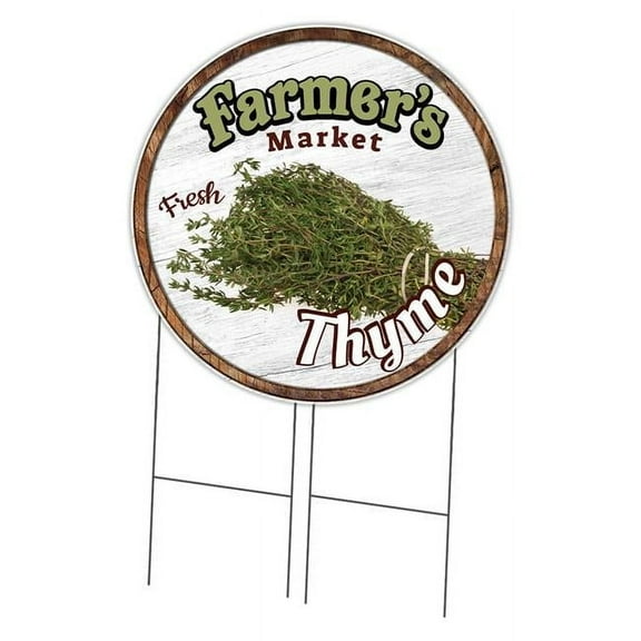 SignMission C-36-CIR-DS-WS- Thyme 36 in. Double Sided Corrugated Circular Plastic Sign - Farmers Market Thyme
