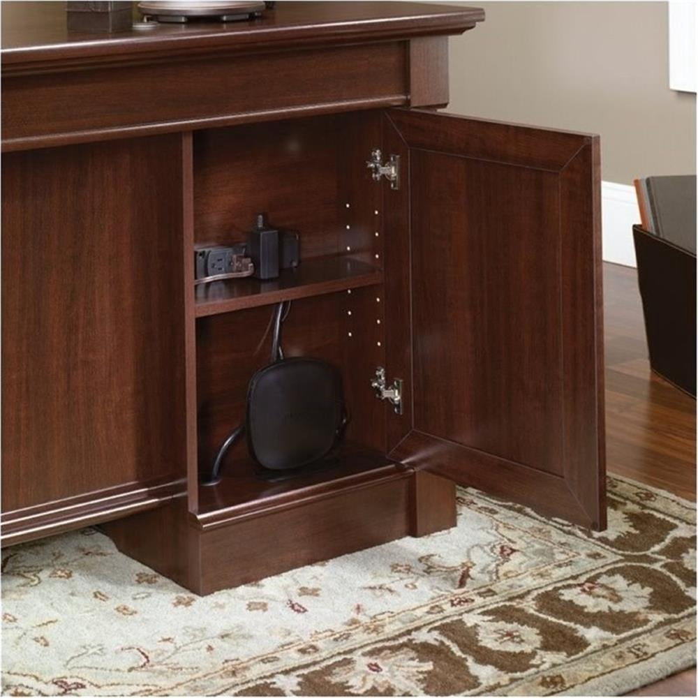 Bowery Hill Engineered Wood 6-Drawers Executive Desk in Select Cherry