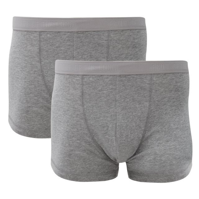 Fruit Of The Loom - Calzoncillos boxer clásicos pierna corta hombre / caballero alto porcentaje de algodón (Pack de 2 boxers) (Gris claro jaspeado)