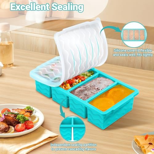 Silicone Soup Freezer Molds with Lids - 1-Cup Reusable Ice Cube Trays for Meal Prep, Food Storage, and Portion Control - 250mL and 125mL Containers, 2-Pack Set