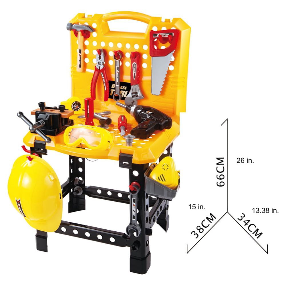 Tool Set for Kids 100 Pcs Workbench Yellow for Toddlers Plastic +3 Age Mundo Toys