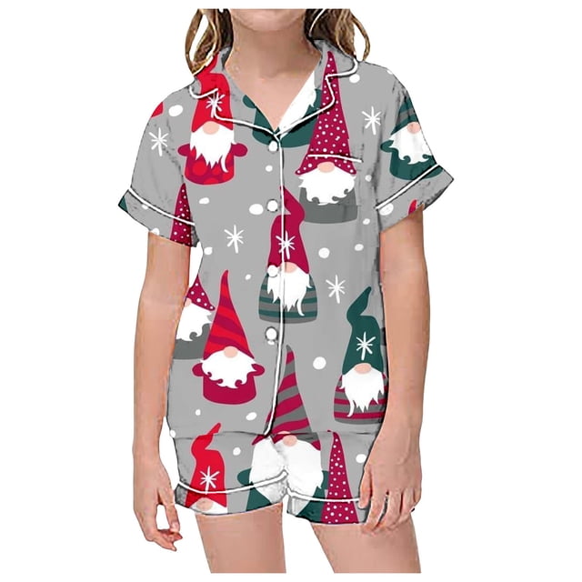 2025 Pyjama Court de Noël pour Enfants à Imprimé, Mois pour Photos, Manches Courtes, Shorts, Cardigan, Pyjama pour Enfants 5T, Pyjama Deux