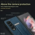 thumbnail image 3 of Phone Case for Samsung Galaxy Z Fold 3, PU Leather Cover and Wrist Strap Kickstand Wristband Holder Stand Ring Silicone Protective Cell Accessories for Z Fold 3 for Women Men - Orange, 3 of 6