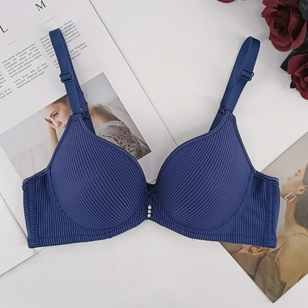 

Rewenti Fashion Woman s Lace Beauty Back Solid Strap Wrap Plus Size Underwear Everyday Bra Blue 32(32)