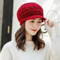 thumbnail image 5 of Gorro de punto cálido de Invierno para mujer, gorro de lana, boinas de esquí para nieve, gorros con visera, gorro de pico de pato de ala corta cálido de felpa para mujer, 5 of 5