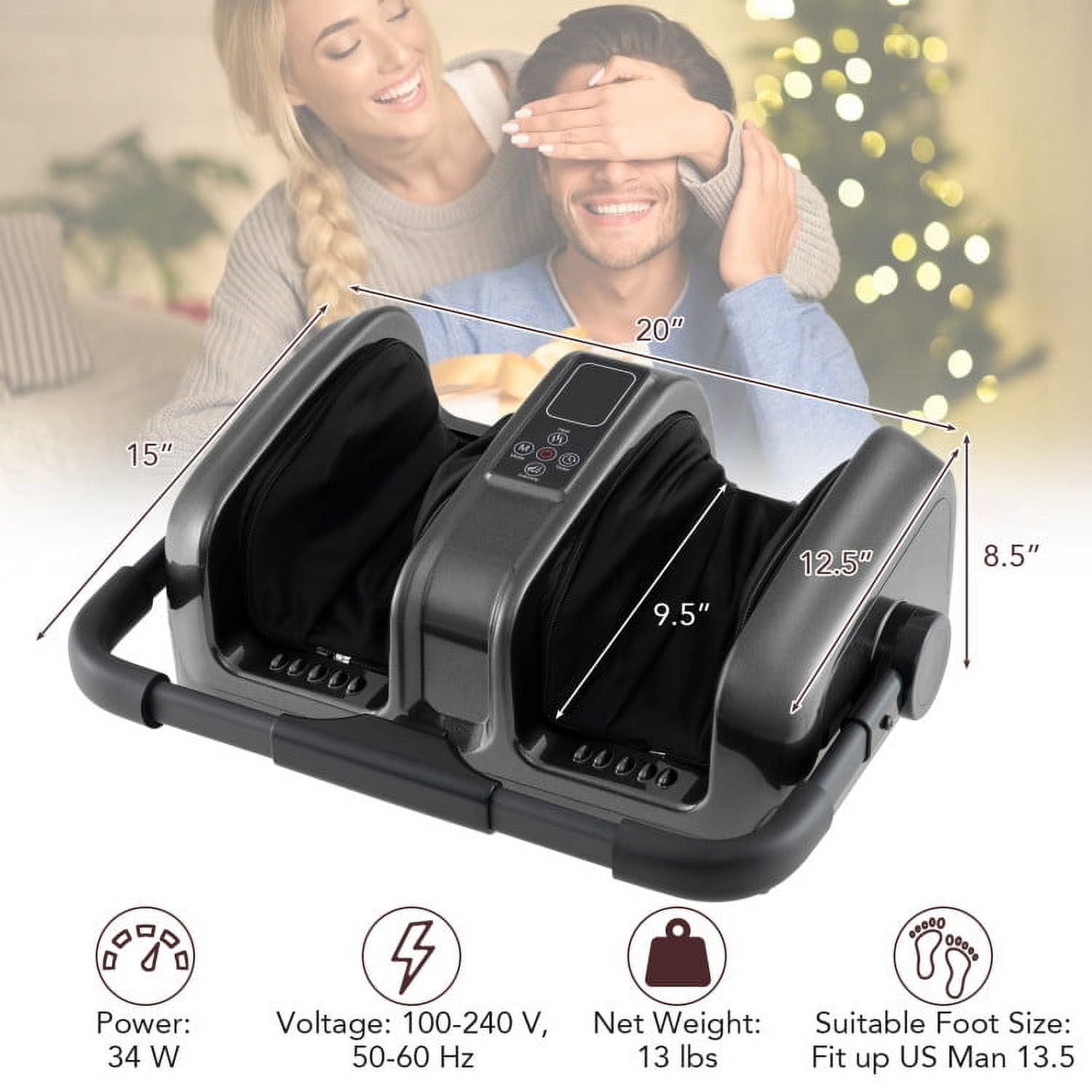 Spaco Foot and Calf Massager with Heat Shiatsu Deep Kneading Rolling, Smart Electric Leg Massager-Gray, Leg Massager for Indoor