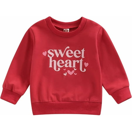

PIKADINGNIS Toddler Baby Boy Girl Valentine s Day Sweatshirt Letter Print Long Sleeve Pullover Tops Casual Spring Fall Clothes
